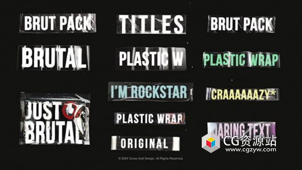 PR模板-12种独特时尚塑料胶带文字标题动画 Plastic Tape Titles