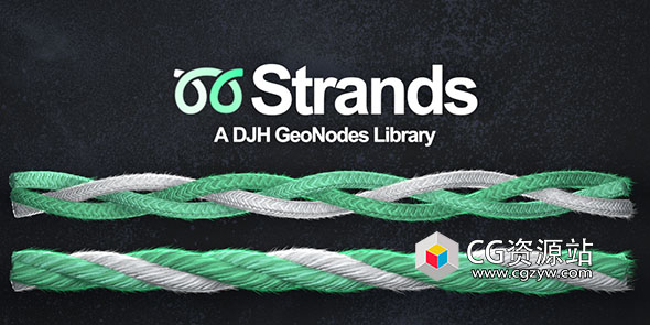 Blender预设-绳子锁链模拟资产预设 DJH Strands – A Geonodes Library V1