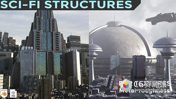 Blender/FBX科幻建筑楼房资产3D模型 Sci-Fi Structures Vol.1