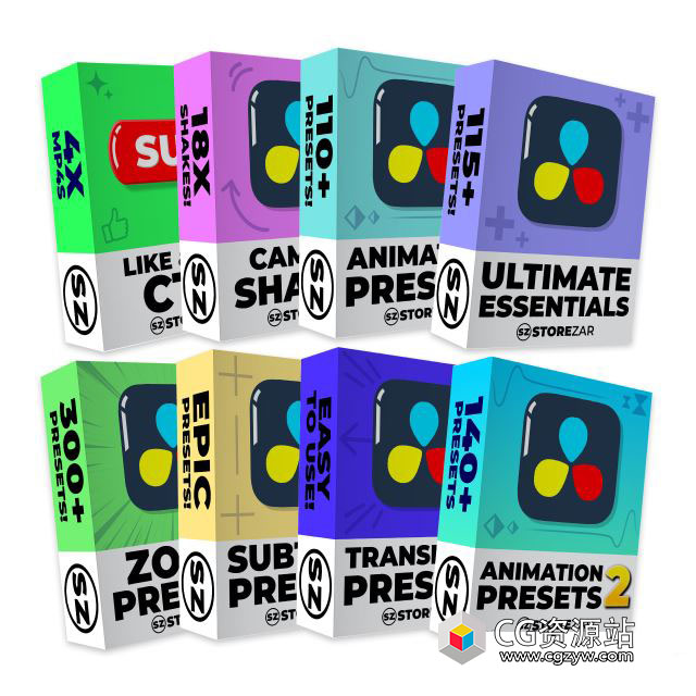 达芬奇预设-视频转场图层特效摄像机抖动预设 The Ultimate DaVinci Bundle by Finzar