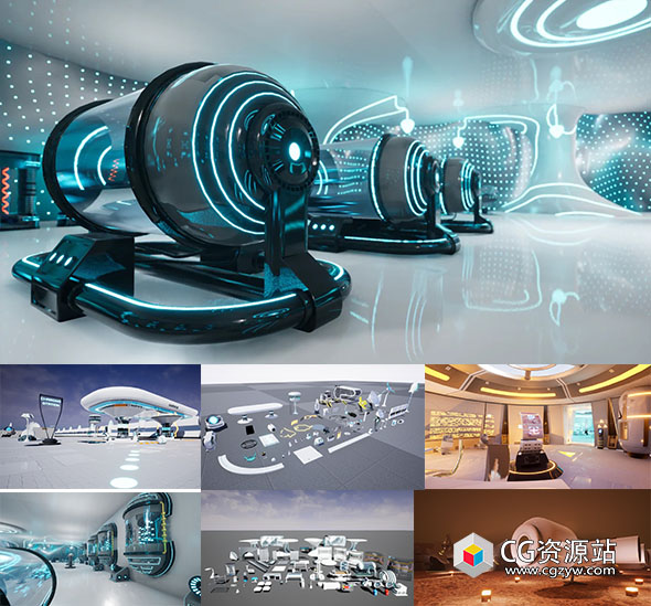 Unreal模块化未来科幻基地实验室武器套装3D模型 UE4.27-5.4-图片1