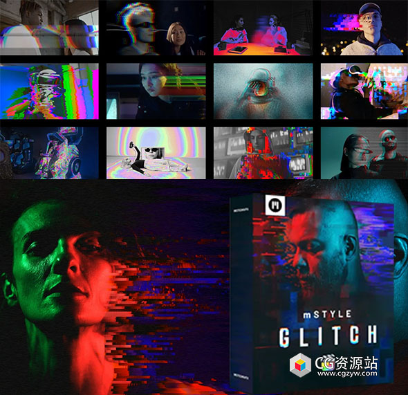 FCPX插件-30组数字失真信号损坏扭曲故障花屏效果转场预设 mStyle Glitch-图片1