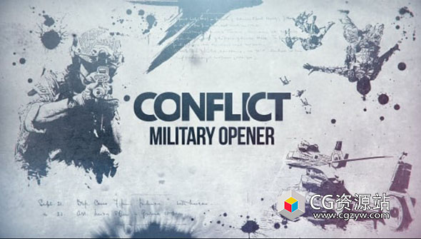 AE模板-笔刷剪影军事武装宣传片头 Military Opener