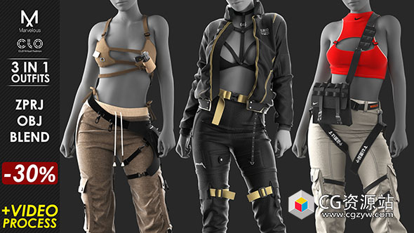 三合一服装模型 – Marvelous / CLO 项目文件 + 视频教程-图片1