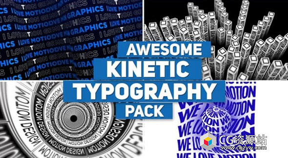 AE模板-创意文字动态排版海报背景循环动画 Kinetic Typography V2