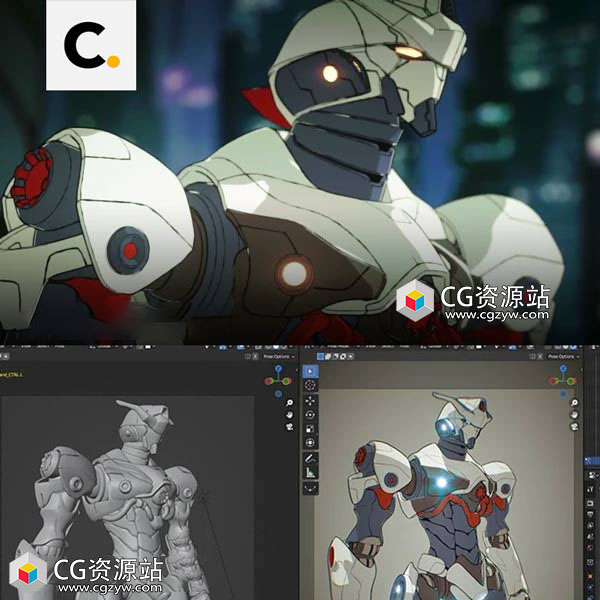 Coloso Blender三维卡通风格机甲建模Octane渲染教程+中英文字幕-图片1