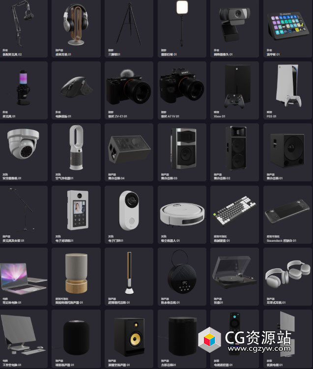 Blender电子产品电视电脑音箱摄像头等3D模型资产预设-图片2