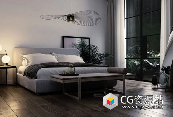 Blender室内建筑卧室场景全动画3D模型 Full iMeshh Animation Scene 2-图片1