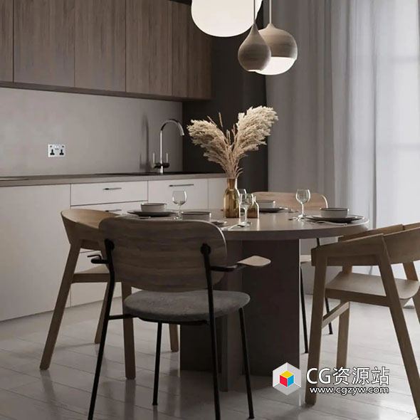 Blender室内建筑餐厅动画场景3D模型 Full iMeshh Animation Scene-图片1