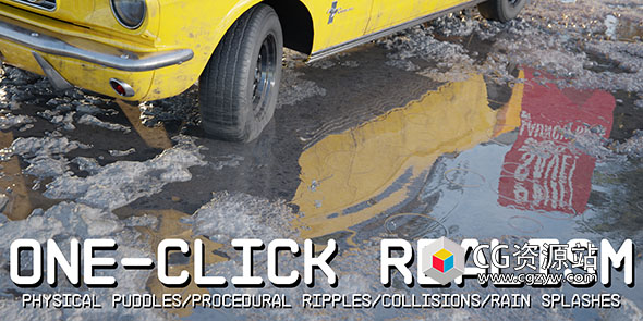 Blender插件-一键式物理水坑专业插件 Physical Puddles Pro 4.2