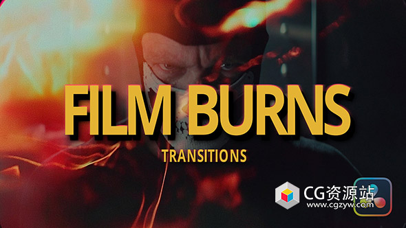 达芬奇模板-35种独特复古电影感胶片灼烧闪光视频转场预设 Film Burn Transitions for Davinci