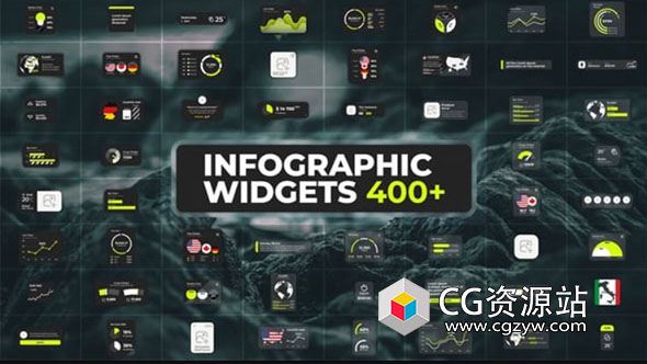 AE模板-玻璃质感信息图表小部件元素包 Infographics Pack – Glass Widgets