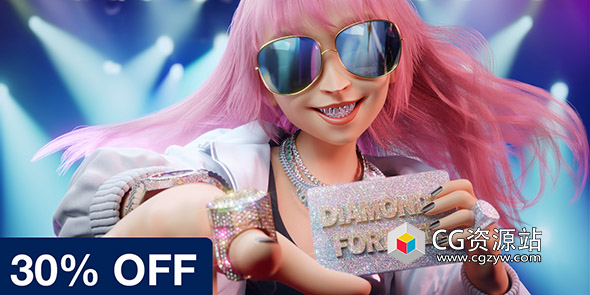 Blender钻石着色器资产预设 Fake Diamonds shader for Cycles and Eevee