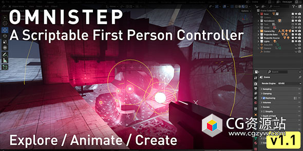 Blender第一人称视角控制器移动飞行交互动画插件 Omnistep V1.1.0