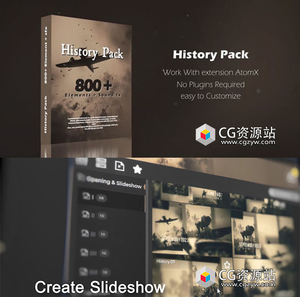 AE脚本-800种复古历史军事战争纪录片图文包装预设 History Pack