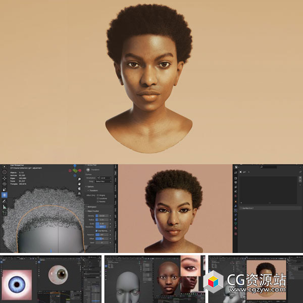 Blender+ZBrush+CLO3D真实三维人物角色建模材质渲染高级教程+中英文字幕