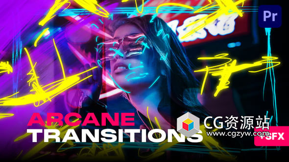 PR模板-20种复古手绘涂鸦图形元素视频无缝转场预设 Arcane Transitions | MOGRT
