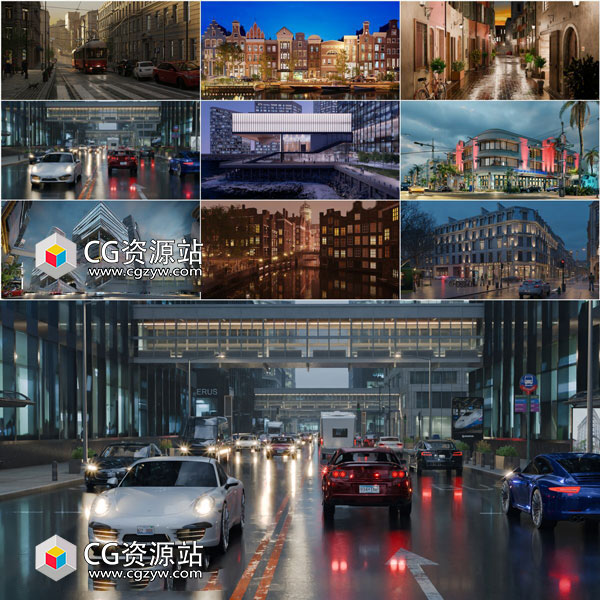 10组城市夜景场景资产3D模型  Archexteriors vol. 37 (3DS MAX格式)-图片1