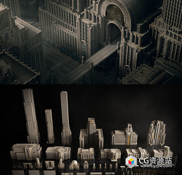 建筑摩天大楼办公楼3D模型Blender/fbx格式 Art Deco-图片1