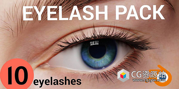 Blender10种逼真人物角色睫毛预设 Eyelash Pack