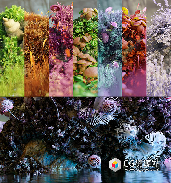 Blender奇幻微观苔藓场景模型生成器资产预设库 Mossify + 中文字幕教程-图片1