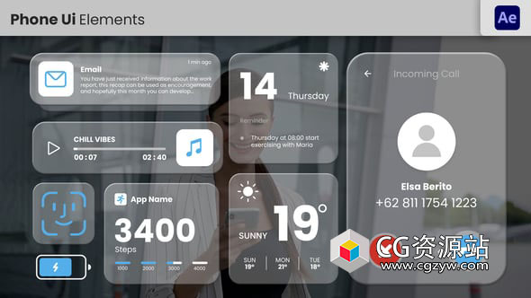 AE模板-手机UI挂件动画 Phone Interface