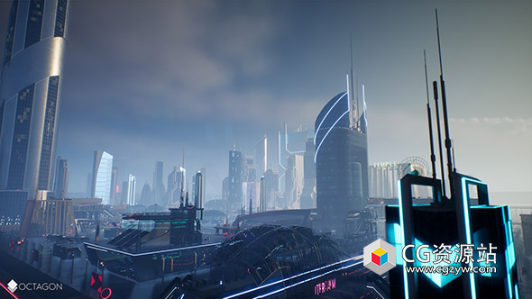 Unreal复古科幻未来城市包Retro Sci-Fi Futuristic City Pack