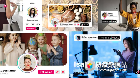 AE模板-抖音时尚元素文字包装动画 TikTok Banner