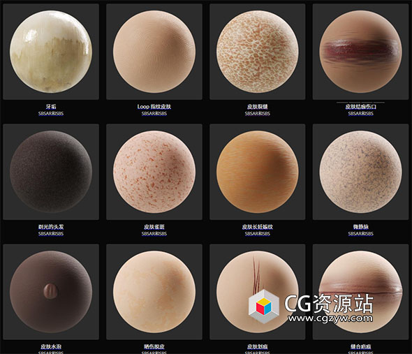 33组Substance高质量逼真人物皮肤细节材质预设-图片1
