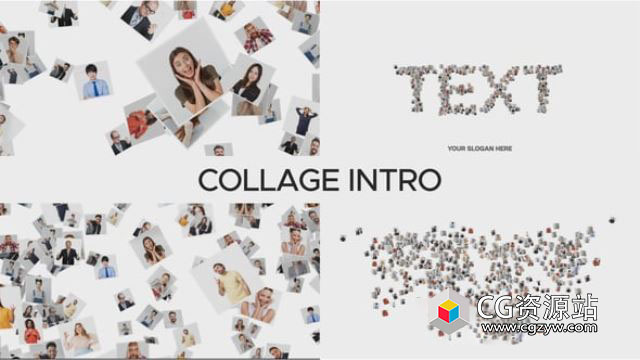 AE模板-照片拼贴汇集文字动画 Collage Intro