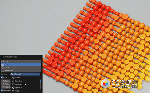 Blender分类排列插件 Distribute & Sort Tool V1.0.7