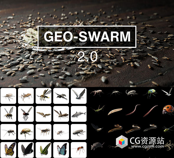 Blender集群生物模拟动画资产预设插件 Geo-Swarm v3 + v2 Premium-图片1