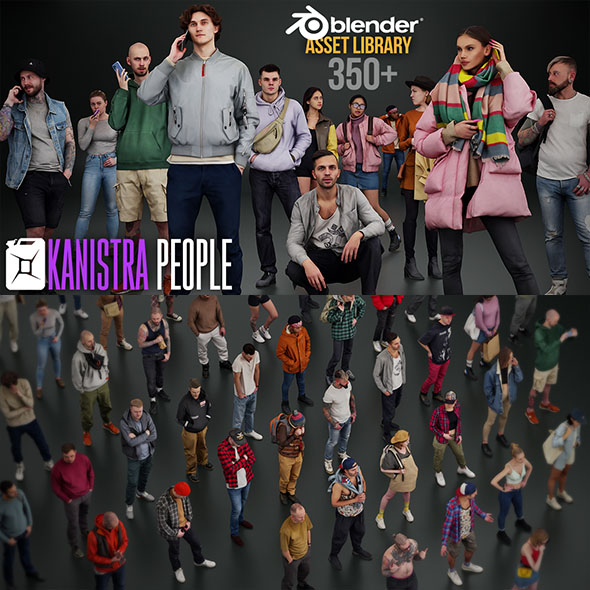 Blender 350+人物角色姿势库3D模型 Kanistra People Asset Library
