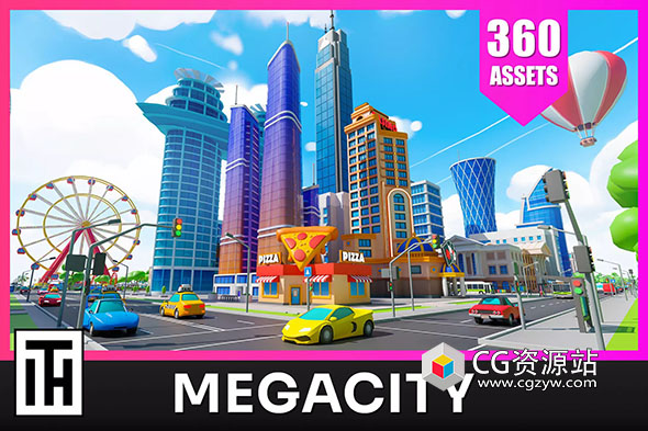Unity低多边形特大城市3D模型包 Megacity v1.0