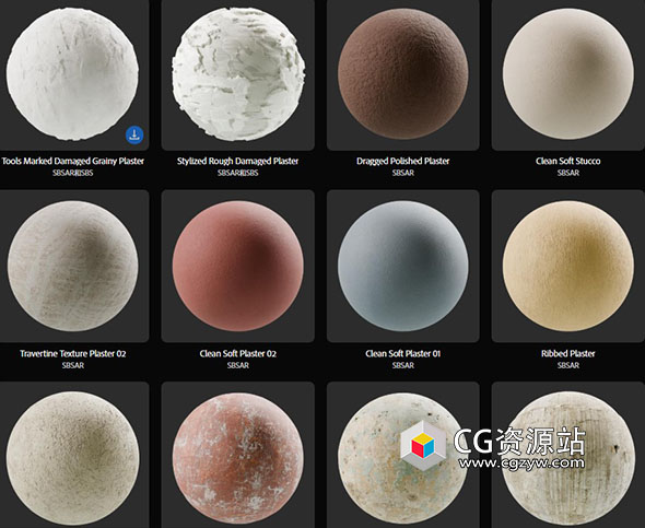 127组Substance真实建筑墙面石膏纹理贴图素材包 Plaster-图片1