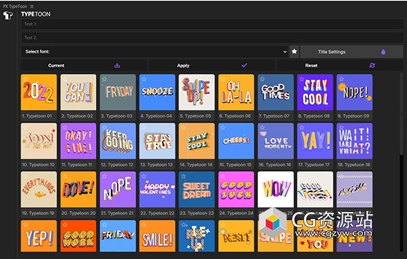 AE脚本-64个动态排版3D复古卡通文字标题动画 TypeToon 1.6.3 + 使用教程