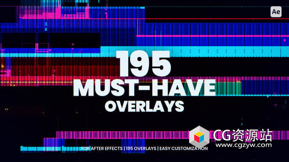 AE模板-195个碎片灰尘闪光故障后期效果叠加元素 Overlays