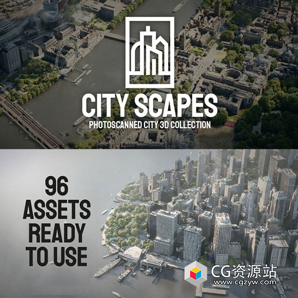 Blender预设96组城市景观楼房建筑场景3D资产预设 City Scapes-图片1