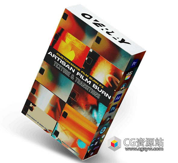 25个复古电影胶片灼烧划痕纹理转场4K视频素材 Film Burn FX – Custom Crafted Transitions Pack-图片1