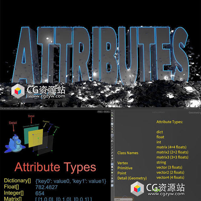 Houdini属性构建集成函数教程 HS-118 Attributes+中英文字幕