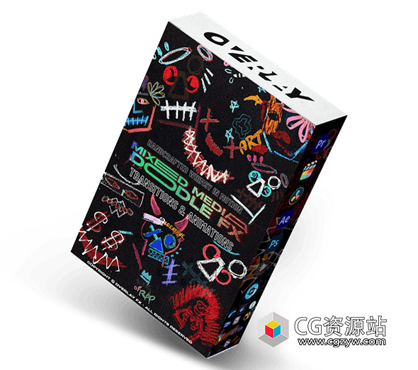 20组手绘涂鸦元素特效转场4K视频素材+音效 Mixed Media Doodle FX