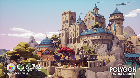 Unreal低多边形奇幻王国城堡环境模型包 POLYGON – Fantasy Kingdom UE4.26 and 5.0 – 5.4