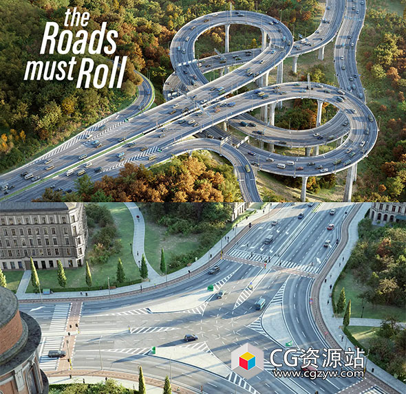 Blender马路桥梁信号红路灯指示牌道路生成器资产预设 The Roads Must Roll + 中文字幕教程-图片1