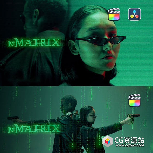 FCPX+达芬奇插件-黑客帝国视频特效文字标题背景预设 mMatrix-图片1