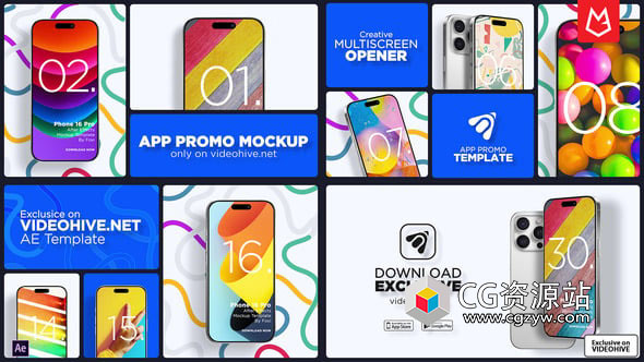 AE模板-现代时尚UI设计iPhone手机展示开场 Modern Mobile Phone Mockup Template