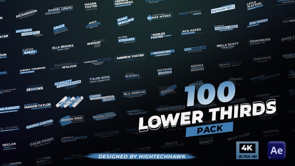 AE+PR模板-100组现代简洁字幕条标题动画100 Lower Thirds Pack