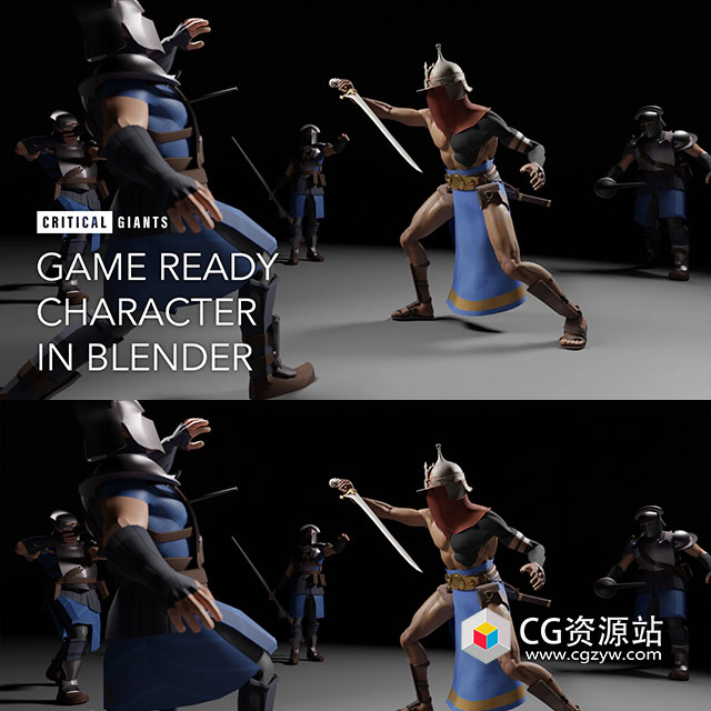 Blender+UE游戏角色雕刻建模贴图绑定动作教程+中英文字幕