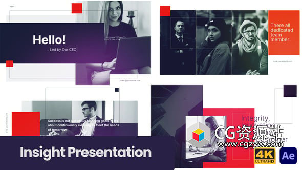 AE模板-公司企业宣传图文视差幻灯片 Insight Presentation+背景音乐