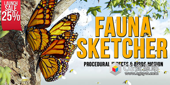 Blender鸟类昆虫飞动模拟动画插件 Fauna Sketcher Procedural Insects & Birds Motion