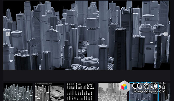 71组科幻摩天大楼住宅建筑赛博朋克3D模型